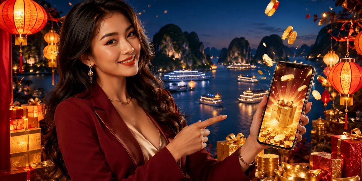 Người dùng tại Hội An chơi casino trên điện thoại bên dưới những chiếc đèn lồng rực rỡ
